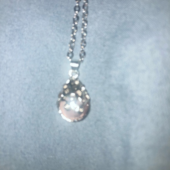 Silver Tone and Pink Pendant Necklace - Picture 3 of 4